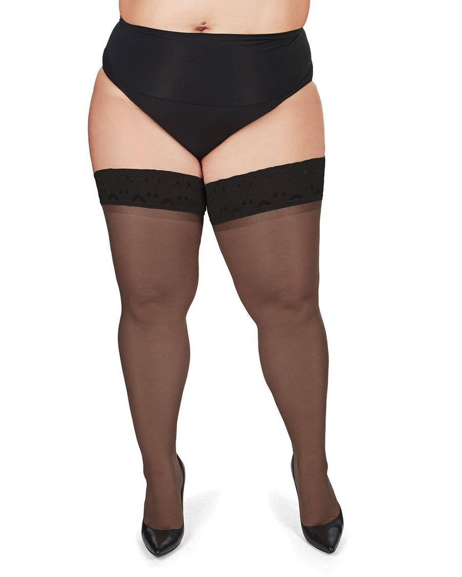 Silky Sheer Lace Top Thigh High Stocking