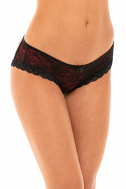 Black/Red - Lace Panty w/ Cage Back & Bow