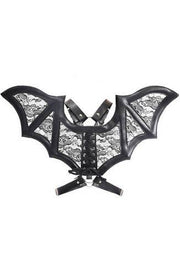 Black Faux Leather & Lace Wing Harness