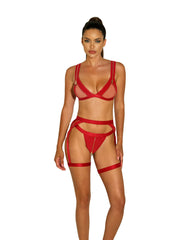 Red - 3PC Vinyl & Mesh w/ Zipper Details