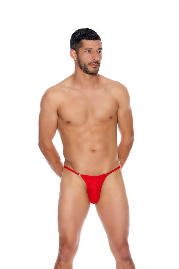 Red - Men's Lace G-String