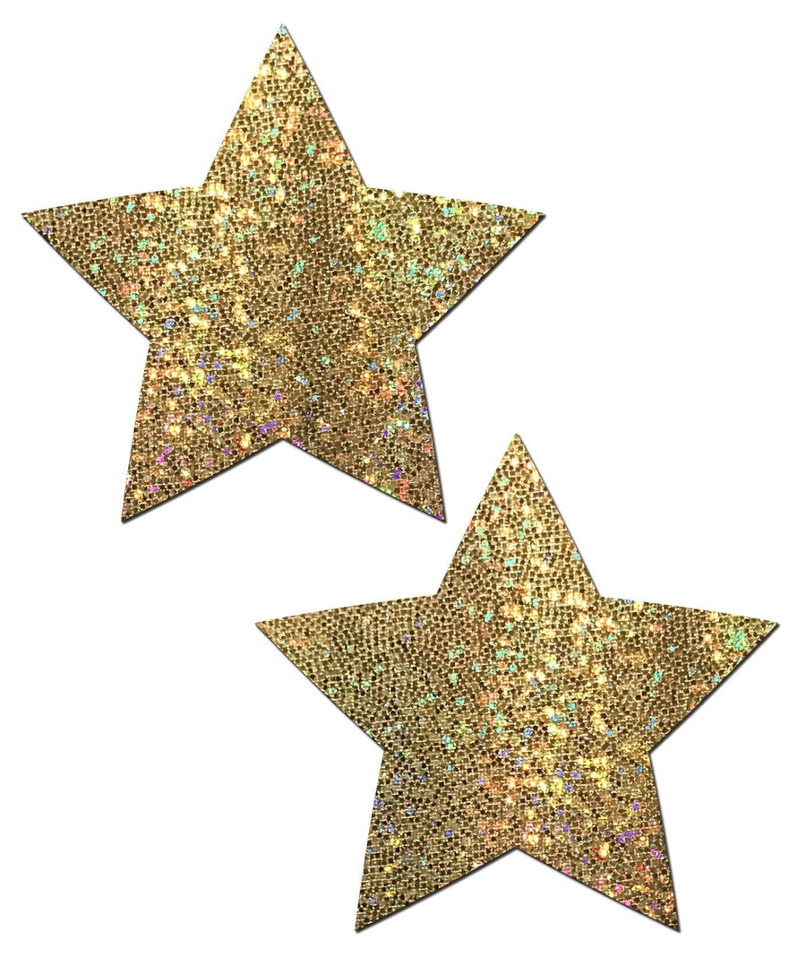 Star: Gold Glitter Stars Nipple Pasties