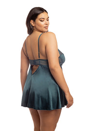 Teal - Satin/Lace Babydoll