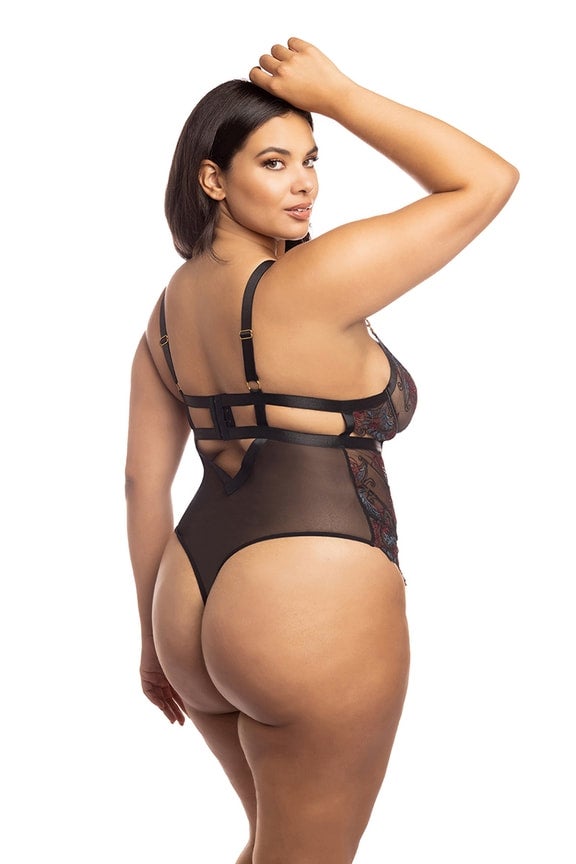 Underwire Embroidered Teddy w/ Snap Crotch