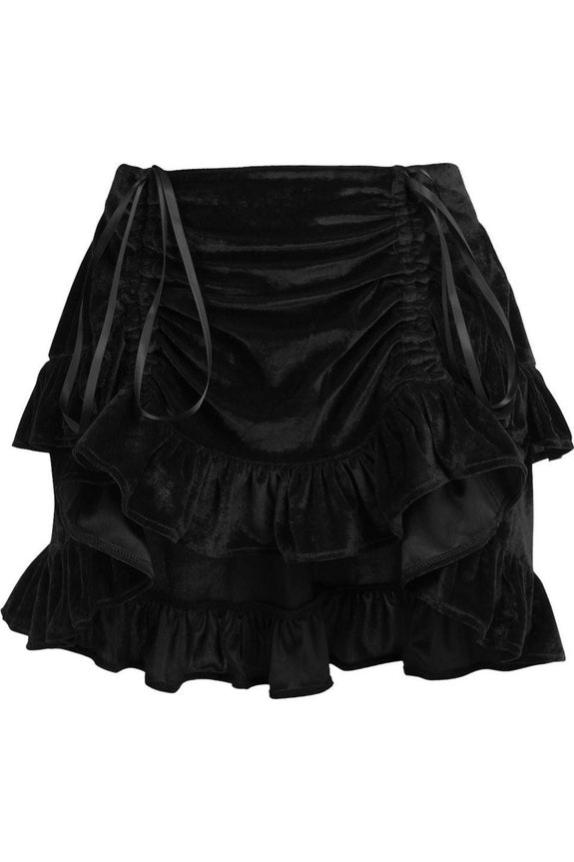 Velvet Ruched Bustle Skirt